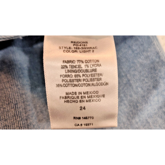 Re/Done Blue Buttonfly 90s High Rise Cotton Women's Ankle Crop Jeans Size 24 - Picture 7 of 9